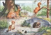 France 2001 Animals/ Wildlife/ Nature/ Hedgehog/ Red Squirrel/ Deer/ Stoat 4v m/s (n46251c)
