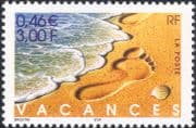 France 2001 Greetings Stamps/ Holidays/ Beach/ Sea/ Shell/ Footprint 1v (n46037)