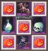 France 2001 Halloween Greetings/ Pumpkin/ Bat/ Witch/ Skull/ Magic/ Animation 5v sht (n37367q)