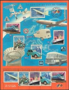 France 2002  Concorde/ Trains/ Cars/ Ships/ Motor Cycle/ Motorcycles/ Planes  10v sht  (n43813a)