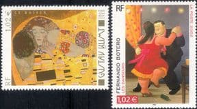 France 2002  Gustav Klimt/ Botero/ Artists/ Modern Art/ Painting/ Painters  2v set  (n46389)