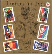 France 2002 Red Cross/ Health/ Welfare/ Singers/ Musicians/ Music/ People/ Songs 6v m/s (n34589b)