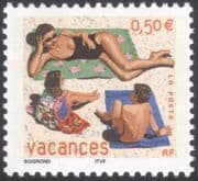 France 2003 Greetings Stamps/ Holidays/ Beach/ Children/ Woman/ Sunbathing 1v (n43825a)