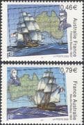 France 2003 Ships/ Boats/ Flinders/ Baudin/ Nautical/ Sailing/ Sail/ Map/ Transport 2v set( n43825e)