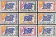 France (Council of Europe) 1963 Council Flag/ Sun/ Emblem/ Politics/ Animation 9v set (n44839)