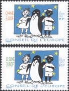 France (Council of Europe) 2001 Penguin/ Children/ Racism/ Birds/ Animation 2v set (n45918)