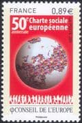France (Council of Europe) 2011 Social Charter 50th Anniversary/ Flags/ Map 1v (n45861)