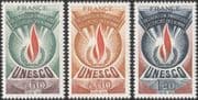France (UNESCO) 1975 Human Rights/ "Flame of Freedom"/ People/ Fire/ History/ Heritage 3v set (n44840)