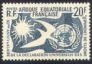 French Equatorial Africa 1958 Human Rights/ Dove/ Sun/ UN/ Animation/ Birds 1v n36883