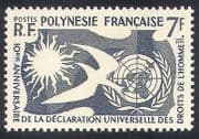 French Polynesia 1958 Human Rights / Dove / Sun / UN / Animation / Birds 1v (n36887)
