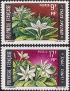 French Polynesia 1969 Tahitian Flowers/ Tiare/ Endangered Plants 2v set (n37501j)