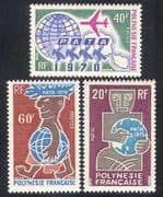 French Polynesia 1970 Tourism / Plane / Transport / Statue / PATA / Animation 3v (n38740)