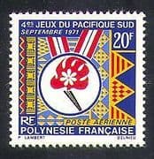 French Polynesia 1971 Sports / Games / Torch / Art / Design / Animation 1v (n37450)