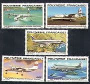 French Polynesia 1979 Planes / Aviation / Aircraft / Transport / Flight 5v set (n33377)