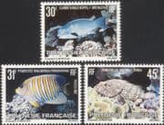 French Polynesia 1982 Angelfish/ Parrotfish/Grouper/ Fish/ Wildlife 3v set n45313z