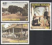 French Polynesia 1985 Papeete, Tahiti/ Buildings/ Market/ People/ Trees /Nature   3v set n35972