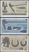 French Polynesia 1987 Adze/ War Club/ Tools/ Weapons/ Flute/ Costumes 3v set (n45311d)