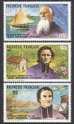 French Polynesia 1987 Missionaries / Church / Boat / Book / Trees / Transport 3v (n36009)