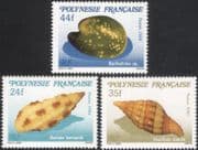 French Polynesia 1988 Shells/ Nature/ Marine/ Snails/ Seashells 3v set (n45240)