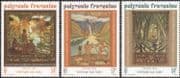 French Polynesia 1988 Tapa Art/ Horses/ River/ Forest/ Waterfalls/ Artists/ Paintings 3v set (n45311e)