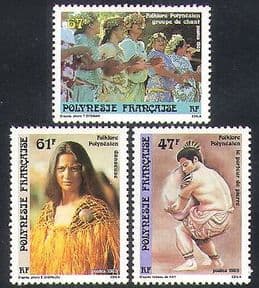 French Polynesia 1989 Folklore  /  Song  /  Singing  /  Sports  /  Festivals 3v set (n37503)