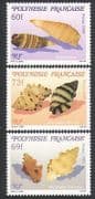 French Polynesia 1989 Shells / Nature / Marine / Snails / Seashells 3v set (n35684)