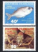 French Polynesia 1990 Freshwater Fish / Shrimp / Nature / Wildlife 2v set (n38646)