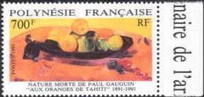 French Polynesia 1991 Paul Gauguin/ Oranges/ Artists/ Art/ Fruit/ Painter/ Paintings/ People 1v (n37454)