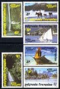 French Polynesia 1992 Horses/ Helicopter/ Waterfalls/ Fishing/ Sailing/ Boats/ Tourism/ Aircraft/ Transport 6v set (n30711)