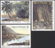 French Polynesia 1994 Canoes/ Bamboo/ People/ Palm Trees/ Palms/ Nature/ History? Transport 3v set (n45313g)