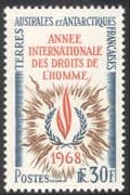 FSAT/TAAF 1968 Human Rights/ Flame/ UN/ United Nations/Fire 1v (n43010)