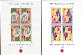 Gabon 1967 Red Cross/ Blood Donors/ Medical/ Health/ Heart   2 x 4v bklt pane & cover   (b10019p)