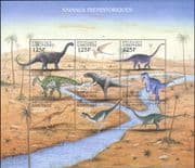 Gabon 2000 Dinosaurs/ Prehistoric Animals/ Nature/ Reptiles 9v sht (b5640n)