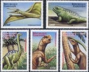 Gabon 2000 Dinosaurs/ Prehistoric Animals/ Reptiles/ Nature 5v set (s1032u)