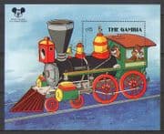 Gambia 1987 Disney/ Mickey Mouse 60th/ Chip 'n Dale/ Train/ Steam 1v m/s (n26743)