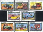 Gambia 1989 Disney/ Christmas/ Cars/ Mickey/ Cartoons/ Transport/ Motors 8v set (d00293)