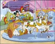 Gambia 1989 Disney/ Mickey/ Donald/ Goofy/ Fair/ Carousel/ Horses/ StampEx/ Cartoons 1v m/s ad1154