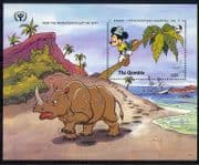 Gambia 1991 Disney/ ILY/ Mickey/ Rhino/ Books/ Cartoons/ Animation 1v m/s (d00110)