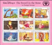 Gambia 1991 Disney/ Sword in Stone/ Owl/ Wizard/ Dragon/ Films/ Cinema/ Cartoons 9v sht (n19082a)