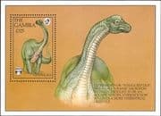 Gambia 1992 Dinosaurs/ Prehistoric Animals/ Nature/ Reptiles/ StampEx 1v m/s (b7119h)