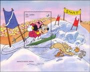 Gambia 1993 Disney/ Winter Sports/ Minnie/ Skiing/ Rabbits/ Cartoons/ Animation 1v m/s (ad1079)