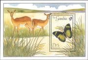 Gambia 1994 Butterfly/ Insects/ Nature/ Butterflies/ Deer/ Wildlife 1v m/s (s3781e)