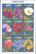 Gambia 1995 Arum Lily/ Sesame/ Flowers/ Plants/ Trees/ Nature 9v m/s (b9396e)