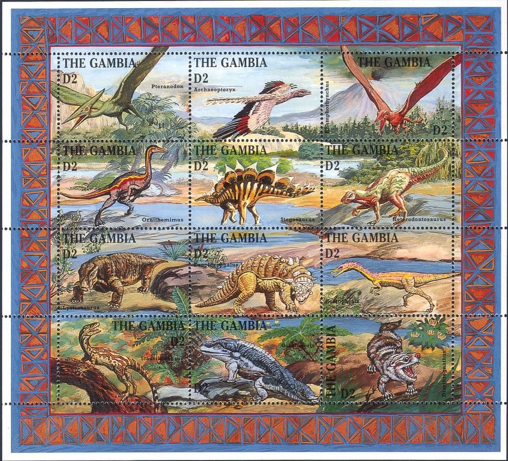 Gambia 1995 Dinosaurs/ Prehistoric Animals/ Nature/ Reptiles 12v sht s1419u
