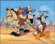 Gambia 1995 Disney/ Cowboys/ Goofy/ Donald/ Horses/ Cattle/ Cartoons/ Animation 1v m/s (ad1009)