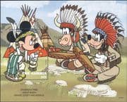 Gambia 1995 Disney/ Minnie/ Goofy/ Indians/ Cowboys/ Cartoons/ Animation 1v m/s (b4762n)