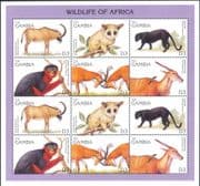 Gambia 1996 Cats/ Eland/ Monkeys/ Animals/ Nature/ Wildlife of Africa 12v sht (4932u)