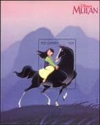 Gambia 1998 Disney/ Mulan/ Films/ Cinema/ Cartoons/ Animation/ Horse 1v m/s (b6724v)