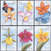 Gambia 1999 Orchids/ Flowers/ Butterflies/ Insects/ Nature 6v set (s2367j)