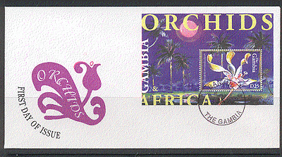 Gambia 2001 Orchids / Flowers / Trees 1v m / s FDC (n10252)